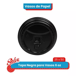 Tapa Negra para Vasos 6 onzas