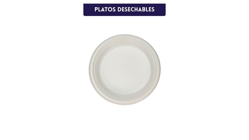 [STPHW-00800000] Plato Desechable Blanco Liso 8"