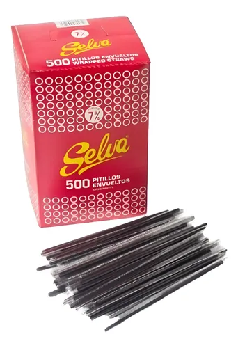 Pitillo Envuelto Negro 7 3/4"